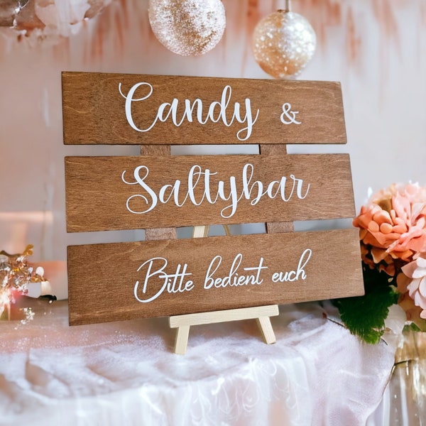 Candy bar / snack bar wooden sign wedding decoration