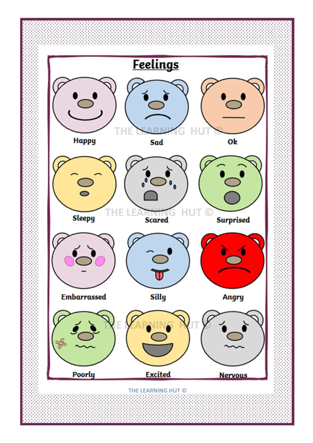 Printable Emotion Bear Poster/feelings Poster/feelings Moods - Etsy