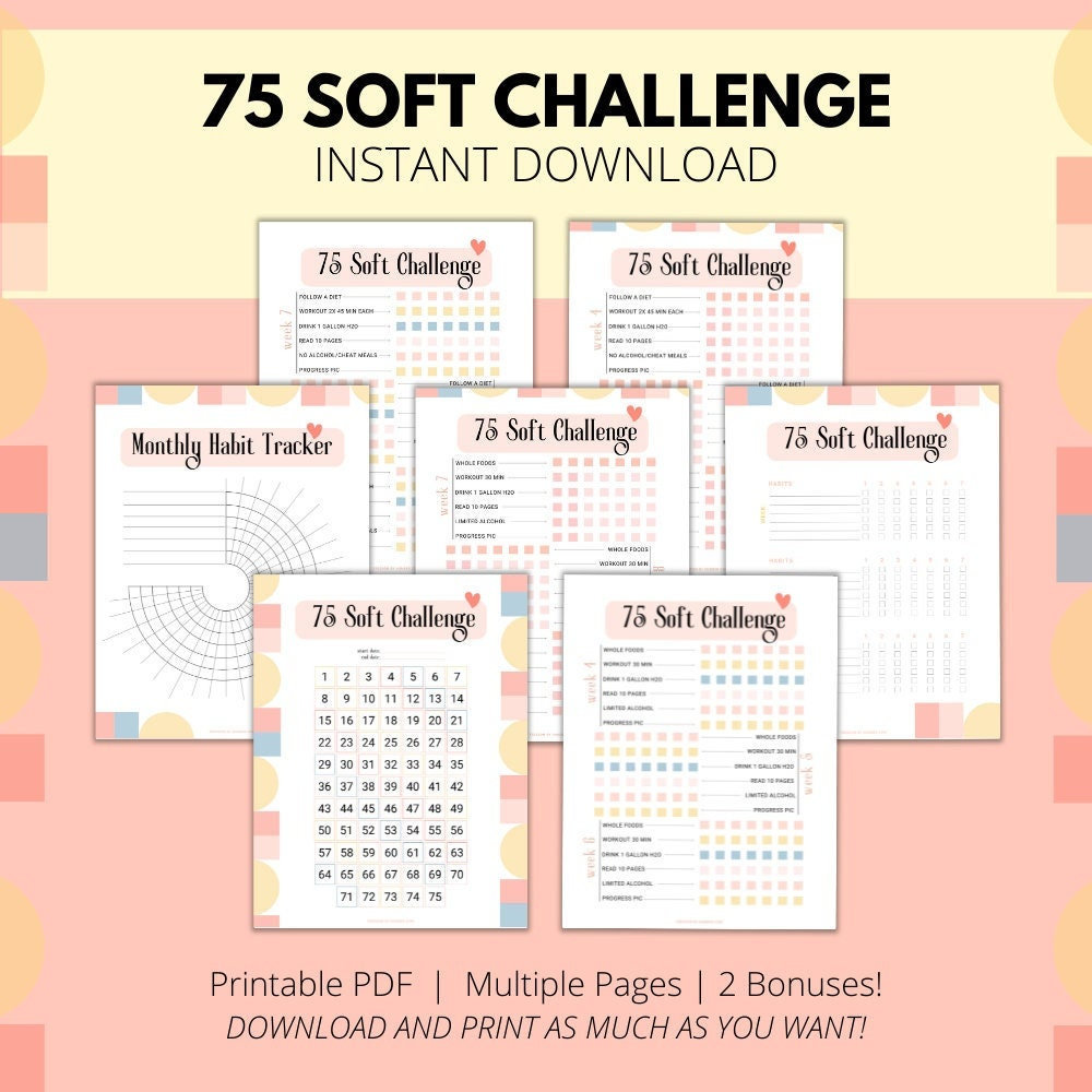 75 Soft Challenge Tracker 75 Soft Challenge Printable PDF - Etsy