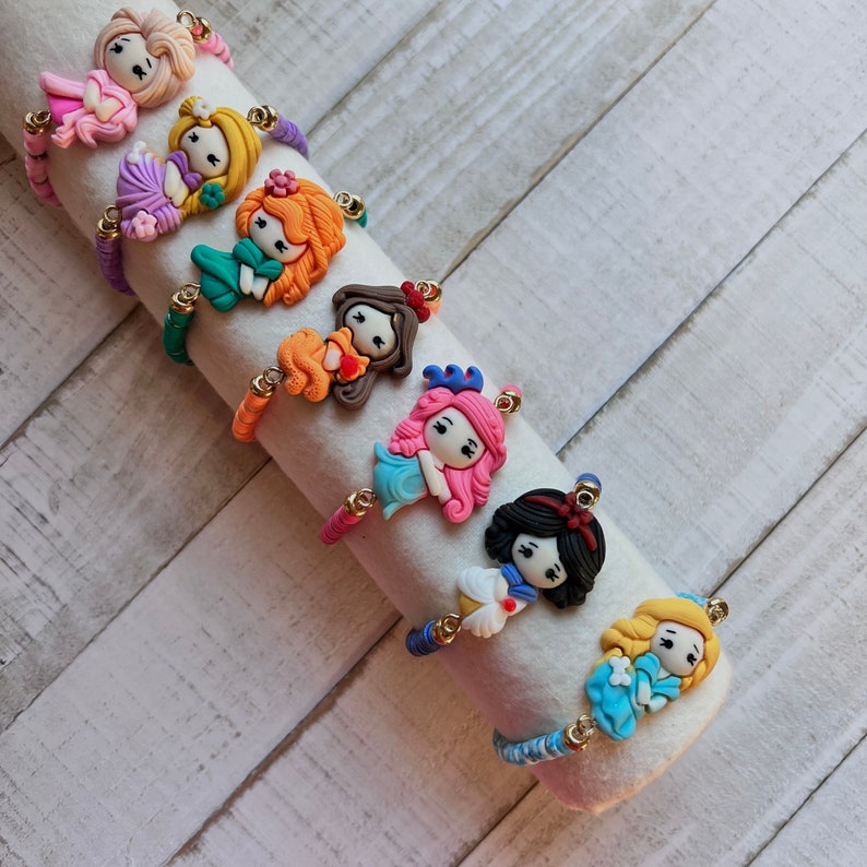 CUTE PRINCESS Stretch BraceletColorful Heishi Bracelet for KidsColorful Disney Princess BraceletSummer Fun BraceletKid's Bracelets image 1