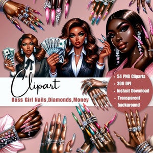 Clipart Boss Girl Nails Diamonds Money, Boss Girl Holding Money Clipart, Nail Polish ClipArt, Nail Hand Clipart, Nail Clipart, Hand Clipart