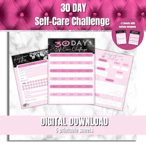 30 Day Self Care challenge,Downloadable Self Care Chart,30 Day Challenge,Self Care Challenge Calendar,Self-Love Challenge,self help,PDF