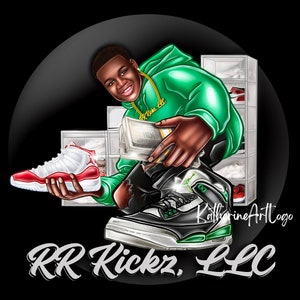 Retrato de caricatura de tienda de zapatillas, logotipo de caricatura de calzado, logotipo de caricatura de zapatos, logotipo de caricatura de ropa deportiva, retrato de logotipo de caricatura de tienda boutique