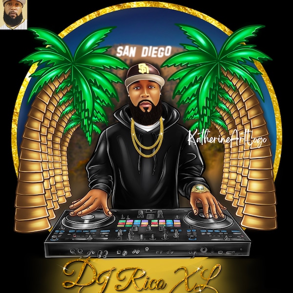 Custom DJ Cartoon Logo, Music Producer Gift (Digital File)