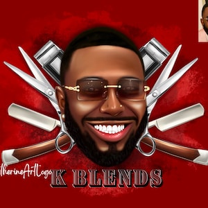 Barber Cartoon Logo, Professional Barber Logo, Hair Stylist Logo, Men's Barber Shop Logo, Men Grooming Logo, Beard Cartoon logo, Hairdresser