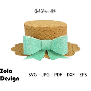 Girl Summer Straw Hat Template SVG | Hat template SVG | Top Hat Template SVG | Bow Template Svg | Hairbow Template Svg | Cut File For Cricut
