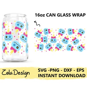 Scrump Dolls LIBBEY kan glas 16oz SVG | Libbey glas SVG | Lilo Stitch Libbey kan glas SVG | Lilo Atitch Wrap Svg | Bestand knippen voor de Cricut