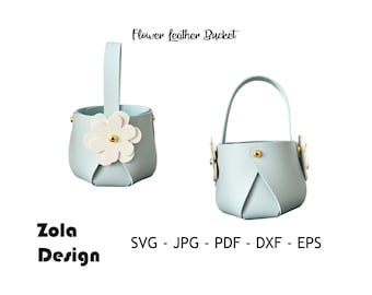 Flower Leather Bucket Svg / Gift Bag Template Svg / Coin purse Template SVG / Sweet Wedding Favor Gift Bag Template Svg / Cut File For Cricut