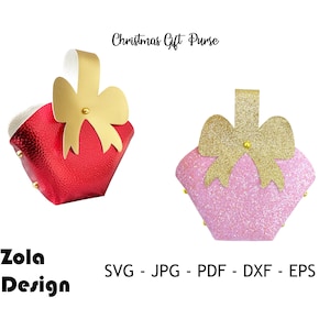 Christmas Gift Purse Svg | Gift Bag Template Svg | Coin Purse Template SVG | Sweet Wedding Favor Gift Bag | Bag Svg | Cut File For Cricut