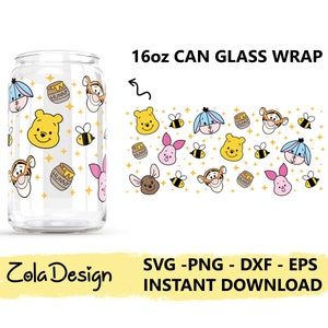 Ourson avec des amis Svg | LIBBEY Can Glass Wrap 16oz SVG | Libbey peut verre Svg | Ours Winnie Pooh Can Glass Svg | Pooh Svg | Couper le fichier pour Cricut