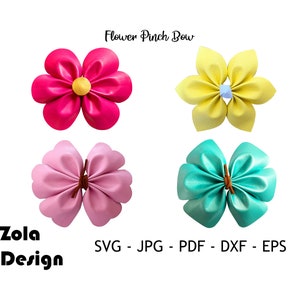 Flower Pinch Hairbow Template SVG | Hairbow Template SVG | Faux Leather Hairbow | Faux Leather Hair Accessory Svg files for Cricut Cut Files