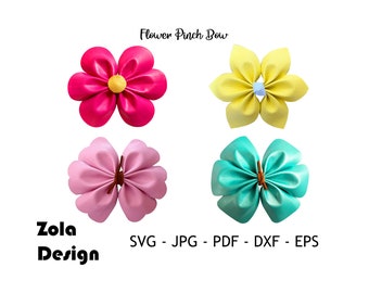 Flower Pinch Hairbow Template SVG | Hairbow Template SVG | Faux Leather Hairbow | Faux Leather Hair Accessory Svg files for Cricut Cut Files