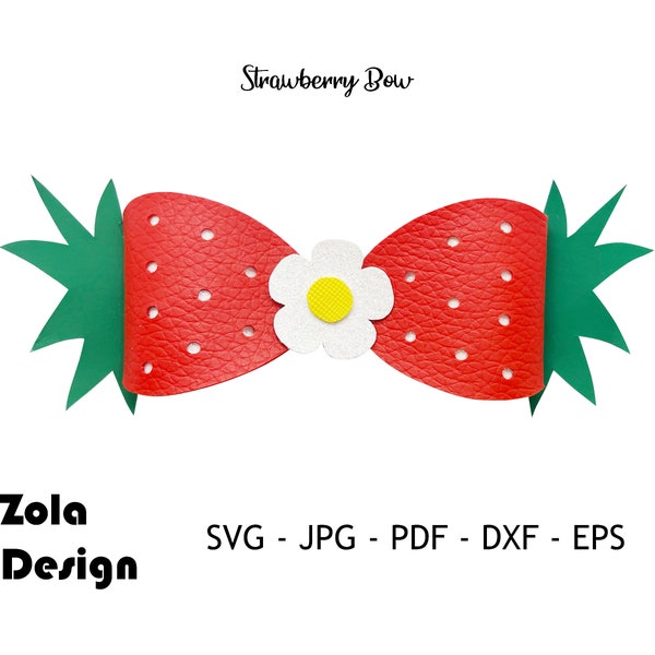 Strawberry Hairbow Template SVG,Hairbow Template SVG,Bow SVG, Faux Leather Hair Accessory Svg files for Cricut Cut Files