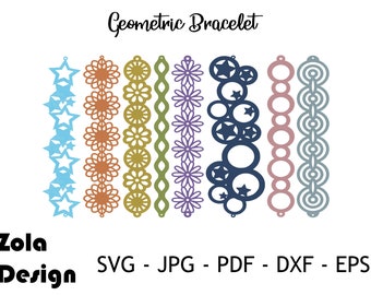 Geometric Bracelet Template SVG | Leather Bracelet SVG | Bracelet Template Svg | Cuff Bracelet Svg | Cuff Template Svg |Cut File For Cricut
