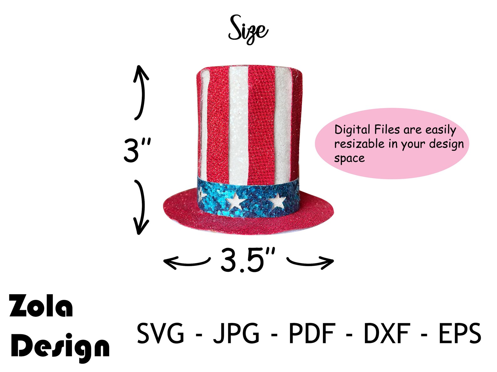 4th of July Hat Template Svguncle Sam Hat Template | Etsy