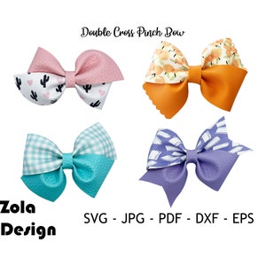 Double Cross Pinch Hairbow Template SVG,Hairbow Template SVG,Bow SVG, Faux Leather Hair Accessory Svg files for Cricut Cut Files