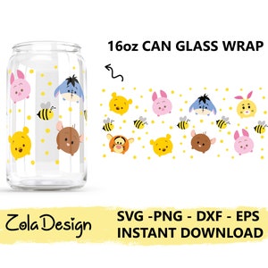 Pooh With Friends Svg | LIBBEY Can Glass Wrap 16oz SVG | Libbey Can Glass Svg | Bear Winnie Pooh Can Glass Svg |Pooh Svg|Cut File For Cricut