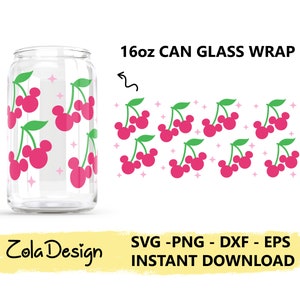 CherryMouse LIBBEY 缶ガラスラップ 16 オンス SVG | Libbey 缶ガラス SVG | マウス缶ガラス SVG | サマーフルーツマウスラップ SVG | Cricut 用カットファイル
