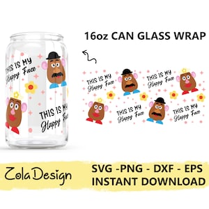 Mr Mrs Potato LIBBEY Can Glass Wrap 16oz SVG / Libbey Can Glass Svg / Toy Story Can Glass Svg / Toy Story Wrap Svg / Cut File For Cricut