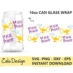 Magic Power Svg | LIBBEY Can Glass Wrap 16oz SVG | Libbey Can Glass Svg | Aladdin Can Glass Svg | Magic Carpet Svg | Cut File For Cricut