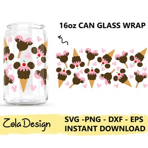 Mouse Ice Cream LIBBEY Can Glass Wrap 16oz SVG | Libbey Can Glass Svg | Mouse Can Glass Svg | Summer Mouse Wrap Svg | Cut File For Cricut