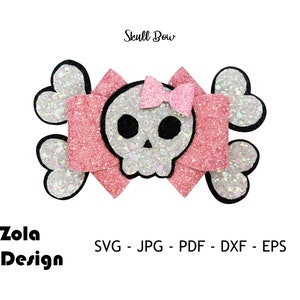 Skull Hairbow Template SVG | Hairbow Template SVG | Bow SVG | Leather ...
