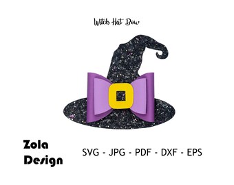 Modèle d’arc de chapeau de sorcière SVG | Modèle Hairbow SVG | | SVG d’arc Arc en cuir Svg | Accessoire de cheveux en faux cuir Svg | Couper des fichiers pour Cricut