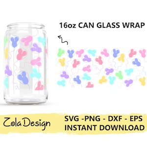 Best Day Ever LIBBEY Can Glass Wrap 16oz SVG / Libbey Can Glass Svg / Mouse Can Glass Svg / Mouse Balloon Wrap Svg / Archivo de corte para Cricut