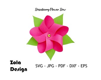Bloem Hairbow sjabloon SVG | Haarboog sjabloon SVG | Boog SVG | Boog sjabloon SVG | Kunstleer haaraccessoire Svg-bestanden voor Cricut Cut-bestanden