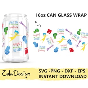 Elke dag vol emoties Svg | LIBBEY kan glas Wrap 16oz SVG | Libbey kan glas SVG | Binnenstebuiten kan glas SVG | Bestand knippen voor de Cricut