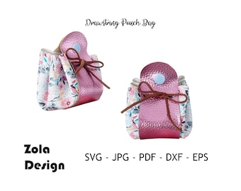 Borsa a tracolla con coulisse Svg / Key Fob Template Svg / Coin Purse Template SVG / Keyfob Svg / Faux Leather Keyfob Svg / File di taglio per Cricut