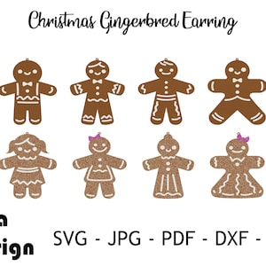 Christmas Gingerbread Earring Template SVG | Earring Template Svg | Earring Svg | Leather Earring Template Svg | Cut File For Cricut