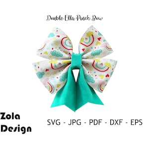 Double Ella Pinch Bow Template SVG | Hairbow Template SVG | Bow SVG | Faux Leather Hair Accessory Svg |Bow Template Svg|Cut files for Cricut