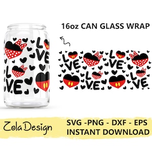 Love Svg / Ratón LIBBEY Can Glass 16oz SVG / Libbey Glass Svg / Valentine Can Glass Svg / Valentine Heart Wrap Svg / Cut File For Cricut