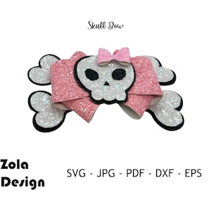 Skull Hairbow Template SVG | Hairbow Template SVG | Bow SVG | Leather ...