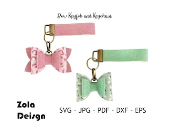 Bow Key Fob And Keychain Template Svg | Key Fob SVG | Key Chain Template Svg | Bow Keychain | Faux Leather Keyfob Svg | Cut File For Cricut