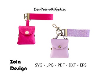 Coin Purse With Keychain Svg | Key Fob Template Svg | Coin Purse Template SVG | Keyfob Svg | Faux Leather Keyfob Svg | Cut File For Cricut