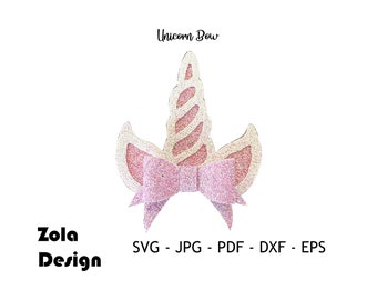 Unicorn Hair Bow Template SVG | Hairbow Template SVG | Bow SVG | Faux Leather Hair Accessory Svg | Bow Template | Cut files for Cricut