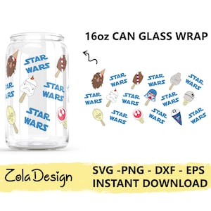 Sorvete Star Wars LIBBEY pode embrulhar vidro 16 onças SVG | Libbey Can Glass Svg | Star Wars pode vidro Svg | Star Wars Wrap Svg | Arquivo de corte para Cricut
