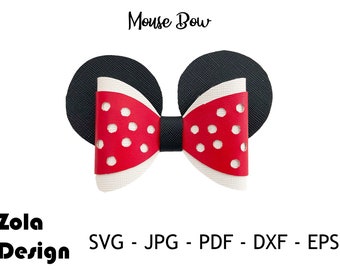 Mouse Hairbow Template SVG | Hairbow Template SVG | Bow SVG | Faux Leather Hair Accessory Svg | Bow Template Svg | Cut files for Cricut