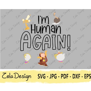 Humain à nouveau Svg | Lumière Svg | Belle et Bête SVG | Cogsworth SVG | Citation drôle Svg | Conception de t-shirt Svg | Fichier coupé pour Cricut