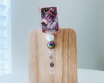 Skeleton Reader Badge Reel, Spooky Librarian ID Holder