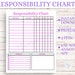 Printable Responsibility Chart, Kids Teens Chore Chart, Instant ...