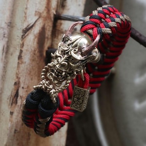 The Demon Hannya, HannyaPult, Premium Paracord Bracelet, Handwoven Bracelets, Samurai Bracelets