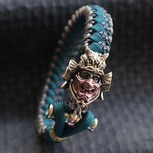 Samurai Warrior Paracord Bracelet: The Bushi, Handwoven Brass toggle
