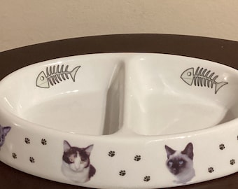 Marked Pet Kitten Cat Ceramic Food Dish bowl