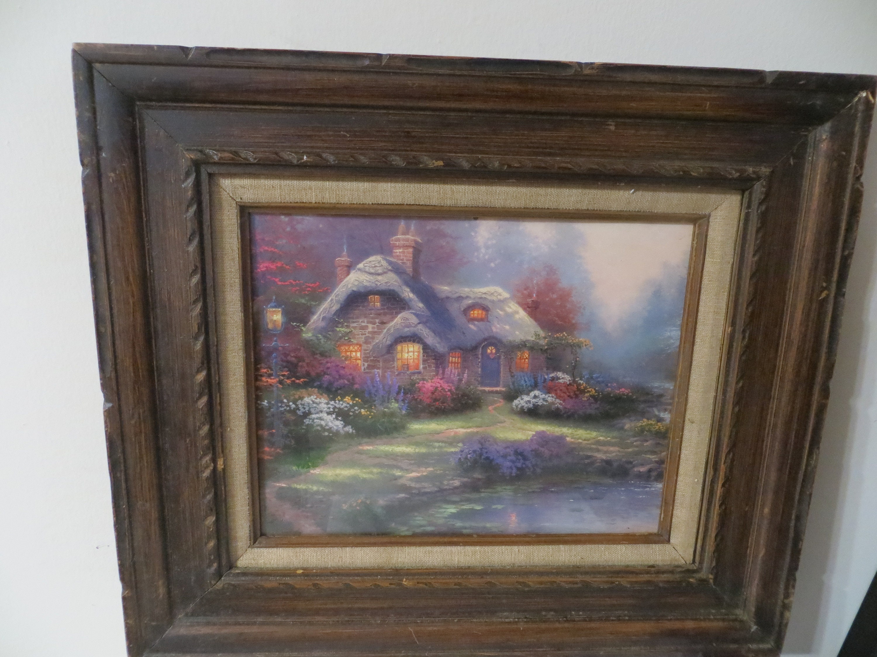 Marked Framed Print of Everett's Cottage by Thomas Kinkade