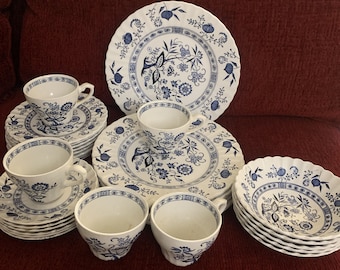 Vintage J & G Meakin Classic Blue Nordic Dinnerware set, 31 pcs