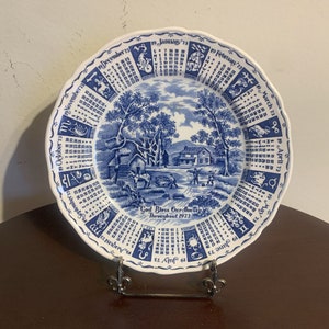 Vintage Alfred Meakin Stafforshire 1973 Calendar Month Ceramic Decorative Plate, Hand Engraved Pattern Astrological Sign Ceramic Plate.