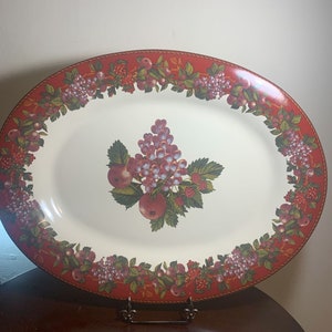 Vintage Raymond Waites Cornucopia Ceramic Platter Thanksgiving Tray